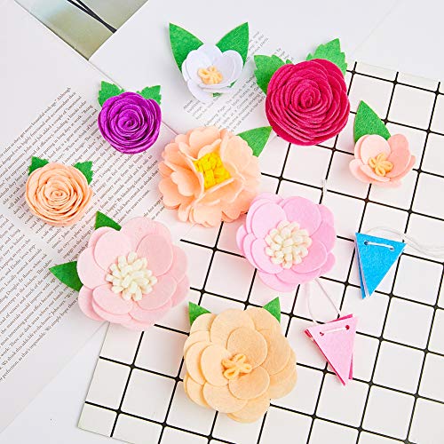 Beinou Felt Flowers for Letter Boards 9 Pack Message Board Decor Flowers with Flags Set DIY Accessories for Party Wedding Home