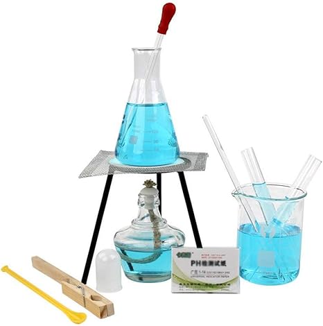 Amazon Co Jp 加熱セットアルコールランプは ガラス棒ガラス器具スポイト化学実験試験管ビーカーを三脚 ホーム キッチン