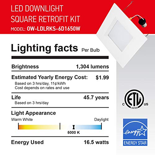 OSTWIN (4 Pack) 6 Inch Dimmable LED Baffle Downlight Recessed Retrofit Kit Lighting Fixture, LED Ceiling Can Light, 16,5W (120W Replacement) 1304 Lm, 5000K Daylight, Energy Star & ETL