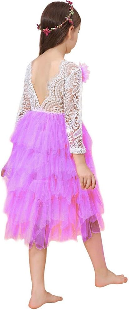 Miss Bei Lace Back Flower Girl Dress,Kids Cute Backless Dress Toddler Party Tulle Tutu Dresses for Baby Girls Dress !