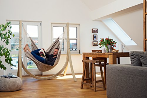 AMAZONAS XL Hängesessel handgefertigt in Brasilien Artista Sand mit Querstab aus FSC Buchenholz 110 cm bis 150kg in… – Bild 5