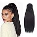 Vigorous Drawstring Yaki Kinky Straight Ponytail Extension Long Straight Hair Bun Synthetic Natural Color Heat-resistant Hairpiece with Clip In Drawstring (22 inch 0.28 lb)