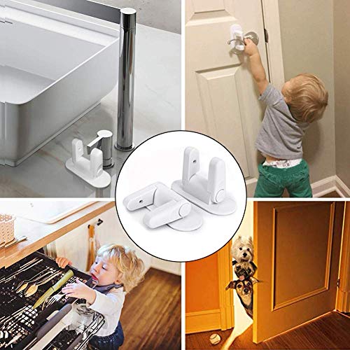 Door Lever Locks for Baby Proofing [2 Pack], Child Proof Lever Door Handle Locks, Adhesive Child Safety Locks for Drawers, Cabinet, Faucets - Thumbnail 3