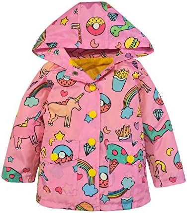 YNIQ Girls Kids Children Lightwight Print Hooded Waterproof Raincoat for Little Girls