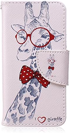 iPod Touch 5 Case, iPod Touch 6 Case, Shanmei PU Leather Folio Wallet Flip Case, [Stand Feature] [Card Slots] [Magnetic Closure] Cover Case for Apple iPod Touch 5th 6th Generation (I Love Giraffe)