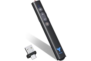 Clicker for Powerpoint Presentations, TIBURN 100 Feet Presentation Clicker USB/USB-C 2 in 1 Slides Clicker for Mac/Win/Computer/Laptop Presentation Pointer
