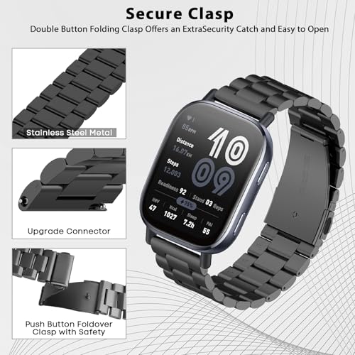 CreoArte Metal Strap Compatible with Amazfit Bip 6/Bip 5/Amazfit Balance/Balance 2, Stainless Steel Replacement Wristbands for Amazfit Cheetah/Amazfit Cheetah Pro