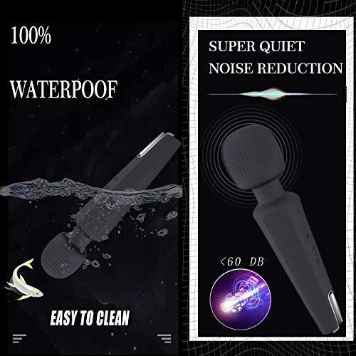 Wand Massager Cordless Electric Handheld Portable Waterproof Viberate Massager 20 Vibration Patterns Relaxation Massage for Neck Shoulder Back Body Massage, Sports Recovery Therapeutic Muscle
