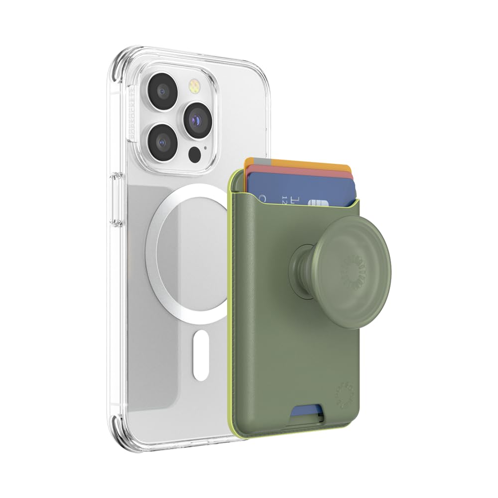 PopSockets Softgoods Phone Wallet with Expanding Grip and Adapter Ring for MagSafe, Phone Card Holder, Wireless Charging Compatible, Wallet Compatible with MagSafe - Eucalyptus — image 1