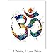 Meditation Zen Wall Art Prints - Unframed Set Of 4 - Buddha, Yin Yang, Om And Hamsa Fatima Hand - Chic Home Decor - Great Gift For Yoga Fans – Ready Frame (8x10) Watercolor Photos