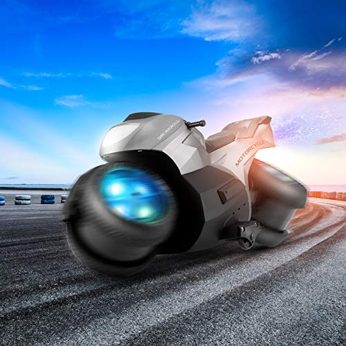 RC Motorcycle for Kids,Remote Control Car Toy for Boy and Girl,360° Spinning Action Rotating Drift Stunt Motorbike,2WD High Speed,Two Rechargeable Battery,Birthday for Kids