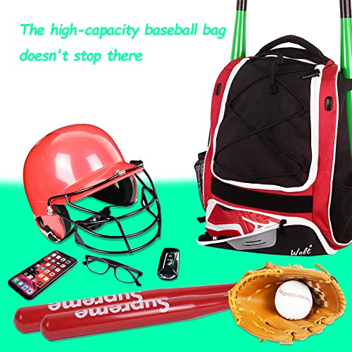 Wolt Youth Baseball Bat Backpack Bag for Baseball, Softball & T