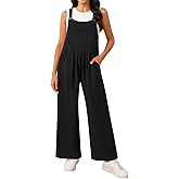 NILOUFO Women Wide Leg Bib Overalls Casual Loose Jumpsuits Sleeveless Adjustable Strap Rompers with Pockets