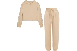 DAXIANG Girls Fashion Clothes Set Kids 2 Piece Outfits Crop Hoodies Sweatshirts and Drawstring Sweatpants Size 7-14 Years