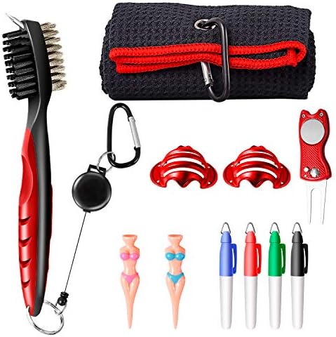 PZGGGJ 11 in 1 Golf Accessories,Golf Towel and Brush to Clean Golf Club with Magnet Divot Tool,Golf Ball Liners,Golf tee,Pens… PZGGGJ 11 in 1 Golf Accessories,Golf Towel and Brush to Clean Golf Club with Magnet Divot Tool,Golf Ball Liners,Golf tee,Pens…