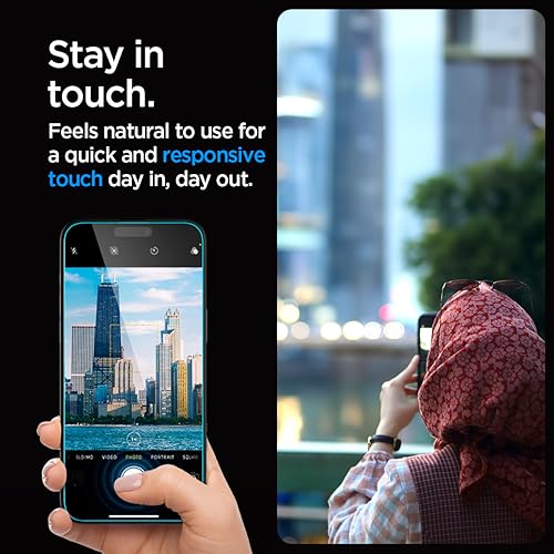 Spigen Tempered Glass Screen Protector [GlasTR EZ FIT] designed for iPhone 15 Pro [Case Friendly] - 2 Pack