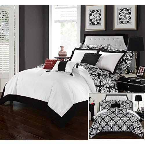 Perfect Home 10 Piece Olympia Black And White Reversible Hotel