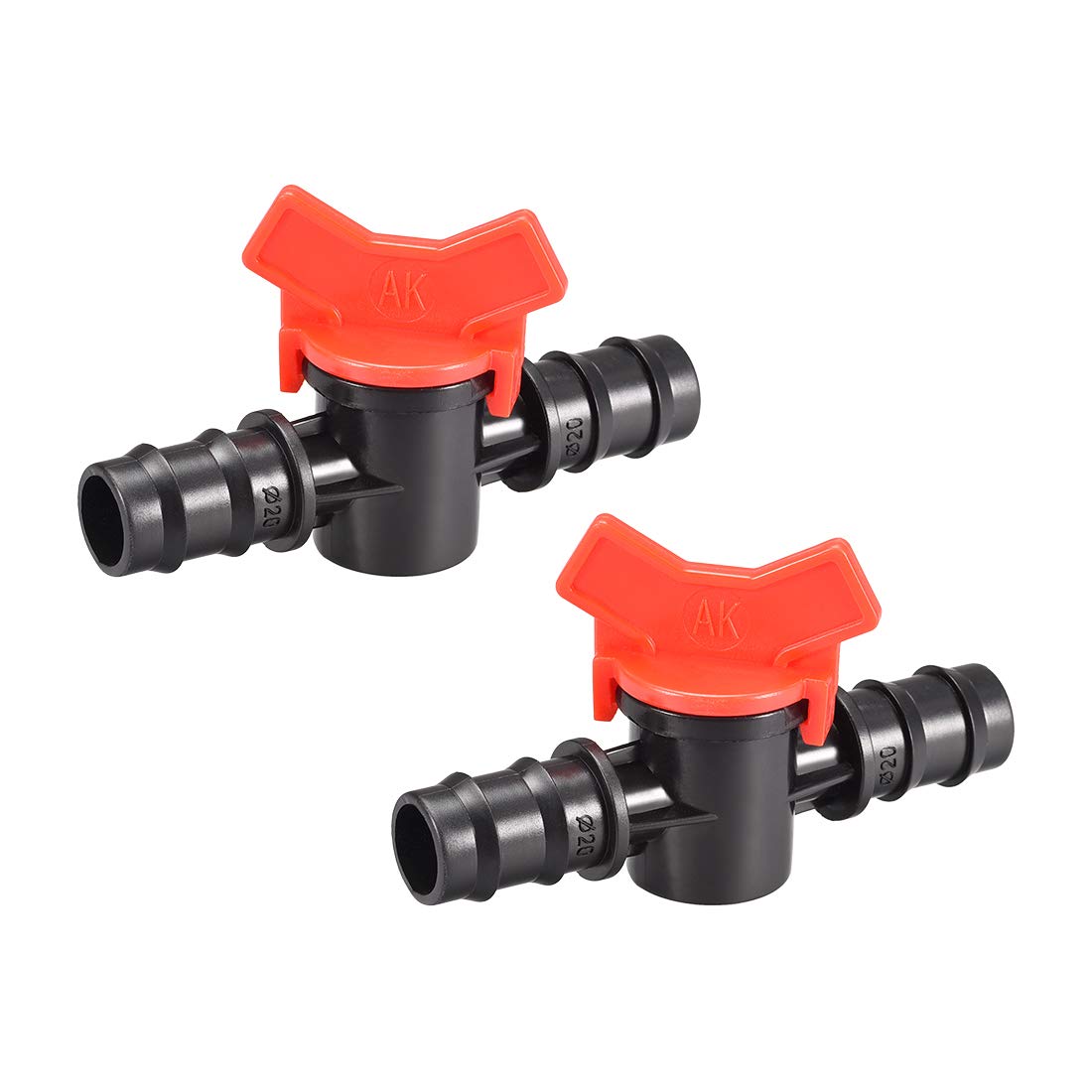 sourcing map Drip Irrigation Barbed Valve for 5/8 Inch Double Male Barbed Valve Aquarium Water Flow Control Plastic Valve 2pcs