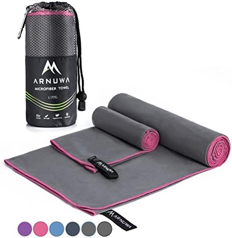 ARNUWA Microfiber Travel Towel Set - Quick Dry Ultra Absorbent Compact - Great for Camping, Hiking, Yoga, Sports, Swimming, Backpacking, Beach, Gym & Bath
