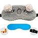 ZHICHEN Silk Eye Mask with Lovely 3D Cute Koala Face Soft & Lightweight Eye Bags Adjustable Sleep Blindfold for Kids Girls Adult for Yoga Travel Sleep Party [Inclulding Ice Bag, Ear Plugs] (Koala)