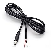 EAHOSUCC DC Power Connector Pigtail - 1M/3.3FT 22AWG 5.5mm x 2.5mm Barrel Male Plug to Bare Wire DIY Cord for DC Power Supply Cable Repair