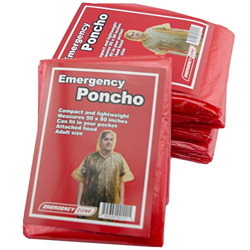 Emergency Zone Emergency Poncho 5 Pack, Emergency Rain Gear, Weather Protection, Brand