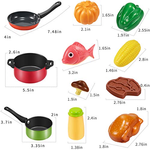 Geyiie Play Kitchen Pots and Pans Sets for Kids, 27 PCS Toddler Kitchen