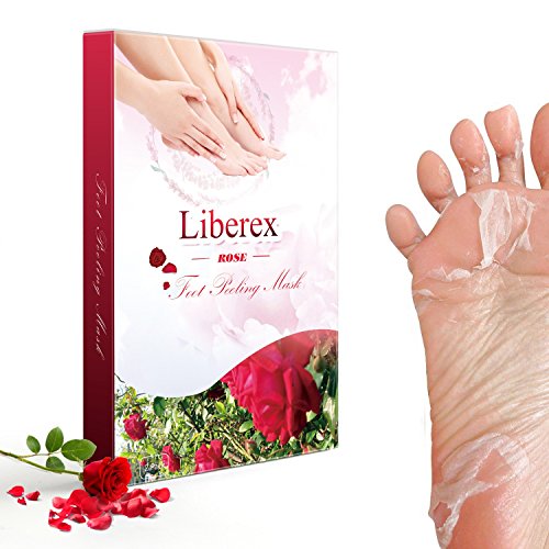 Liberex Exfoliating Foot Peeling Mask - 2 Pairs Rose Scented Peel Booties for Callus Dead Skin, Get Soft Touch Smooth Feet in 1 Week, Repair Rough Heels for Men Women
