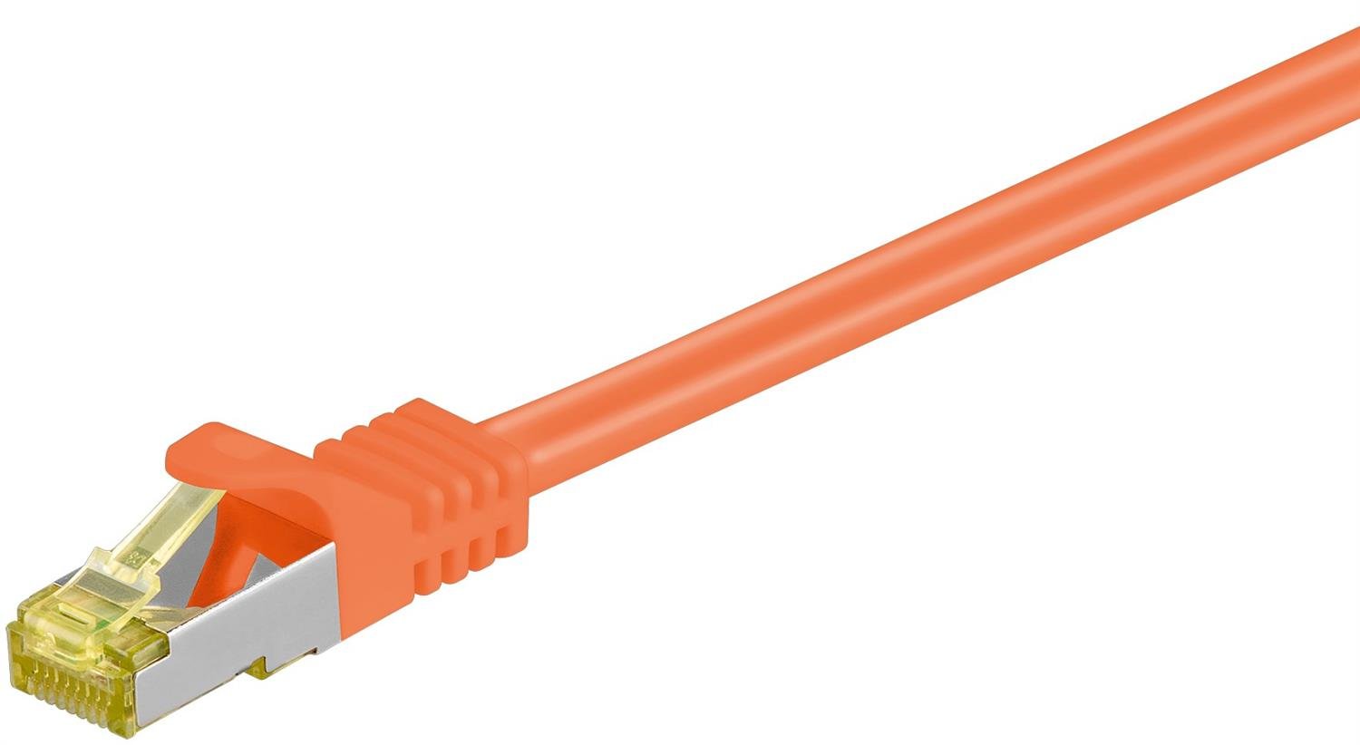 goobay 91606 RJ45 Patch Cable CAT 6A S/FTP (PiMF) with CAT 7 Raw Cable / 500 MHz Network Cable/Internet Cable RJ 45 Connector/LAN Cable/Orange 2 m