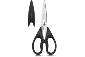 iBayam All Purpose Kitchen Shears with Protective Sheath Durable Stainless Steel Scissors, Dishwasher Safe, Soft Grip Comfort Handle