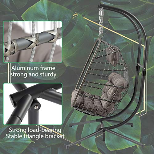 JELLYSTARS Luxury 2Person Wicker Swing Chair Outdoor Patio Egg Chair