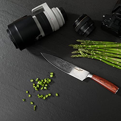 VINNAR Kitchen Chef Knife Sets 10 piece Box, Multifunctional kitchen Knives Japanese Professional High Carbon Stainless Steel with Red Solid Wood Handle for Vegetable Meat Fruit Cutting