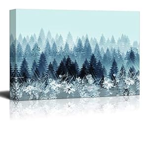Canvas Wall Art Mist Forest Painting Artwork for Home Prints Framed - 12x18 inches
