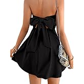 ChiaoLezhee Strapless Bow Tie Mini Dress, A-Line Backless Cut-Out Sleeveless, Grad Formal Cocktail, for Women HOCO Vacation