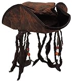 Distressed Brown Carribean Pirate Costume Tri-corn Hat Adult With Dreadlocks