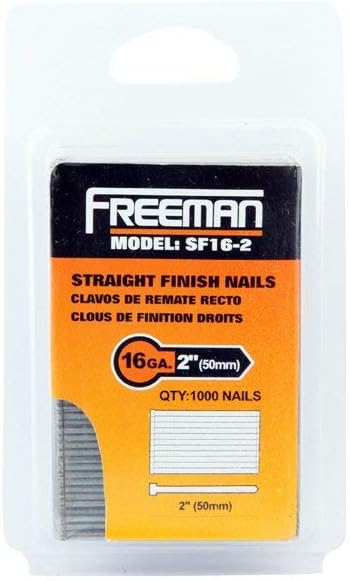 Freeman SF16-2 2-Inch by 16 Gauge Straight Finish Nail, 1000 Per Box - Air Nailer Accessories - 