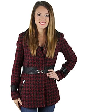 Jessica Simpson Women's Houndstooth Check Wool Winter Coat Jacket