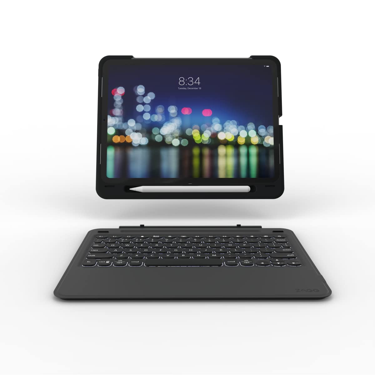 ZAGG Compatible with Slim Book Go Keyboard Apple iPad Pro 12.9 (3rd Gen), Slim, Multi-Pairing, Backlit, Holder for Pencil, (Black), (English)