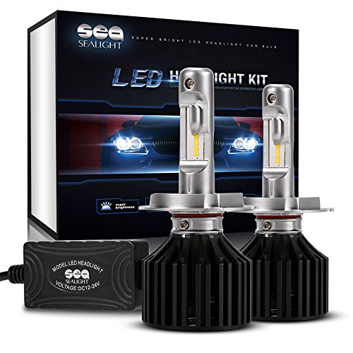 SEALIGHT X2 H4 LED Headlight Conversion Kit - 100W 12000LM- 32x CSP LED Chips - Cool White 6000K - Dual Hi/Lo Beam Bulbs - H4/HB2/9003 bulbs - 2 Yr Warranty