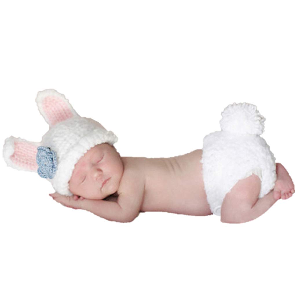 White Rabbit, Newborn Baby Girl Boy Crochet Knit Costume Photo Photography Prop Hats Outfits