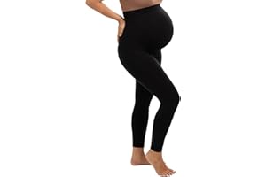 BELEVATION Maternity Leggings for Women - Anti-Chafing Pregnancy Tights for Women for Belly Support - Maternity Lounge Wear for New Moms