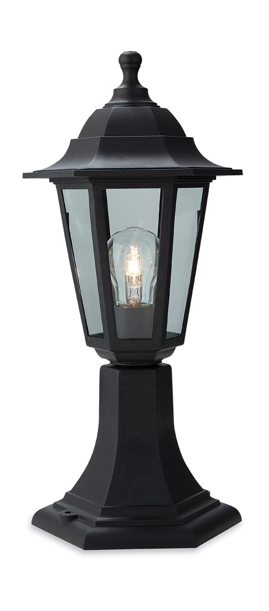 Firstlight 1 x E27 60 Watt IP44 Malmo Lantern Pillar, Black Resin