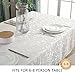 ColorBird Scroll Damask Jacquard Tablecloth Polyester Fabric Water Resistant Spillproof Table Cover for Kitchen Dinning Wedding Banquet Party Tabletop Use (Rectangle/Oblong, 60 x 84 Inch, Beige)