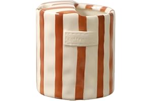 Quhoxdye Retro Striped Hand-Painted Ceramic Mark Hand-Held Cup Heat-Resistant Non-Slip Double-Enjoy Cup for Milk Coffee Juice