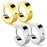 JewelrieShop Men Jewelry Set Huggie Earrings Hinged Hoop Dangle Earrings, Stainless Steel, Hypoallergenic, Urban Hoop Earrings