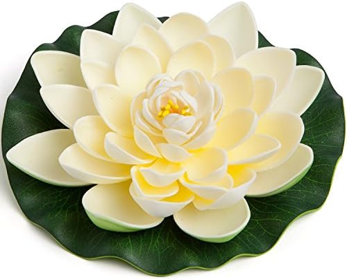 BEST FLOATING FLOWERS SET of 6 for Weddings - Pools - Holidays - Aquarium - Wedding Decorations - Hot Tubs - Large - 8 1/2 Inch Each (White)