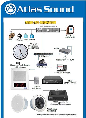 Atlas Sound Ip Speaker With Digital Clock I8sc Ck Voip Phone