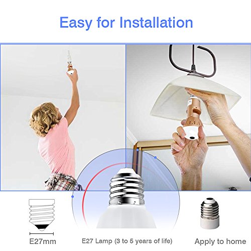 Symfury Bulb IP Camera 360 Panoramic WiFi Fisheye Spy Hidden Cameras with 2 Way Audio Night Vision Motion Detection Pet Baby Monitor for Outdoor Home Security Surveillance Cam for Android iPhone - Thumbnail 6