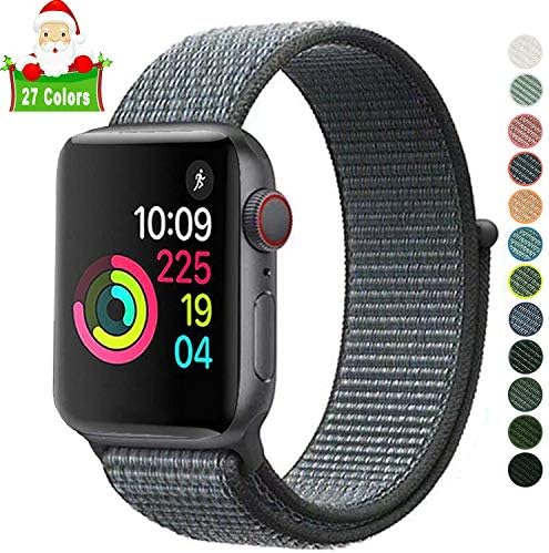 Lrapple Compatible with Apple Watch Band 38mm 40mm 42mm 44mm,Soft Nylon Sport Loop,with Hook and Loop Fastener,Replacement Band Compatible for iWatch Series 4/3/2/1