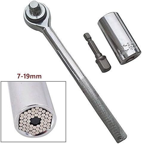 HDDU Universal Torque Wrench Head Set Socket Sleeve 7-19mm Power Drill Ratchet Bushing Spanner Key Gator Magic Grip Multi Hand Tools